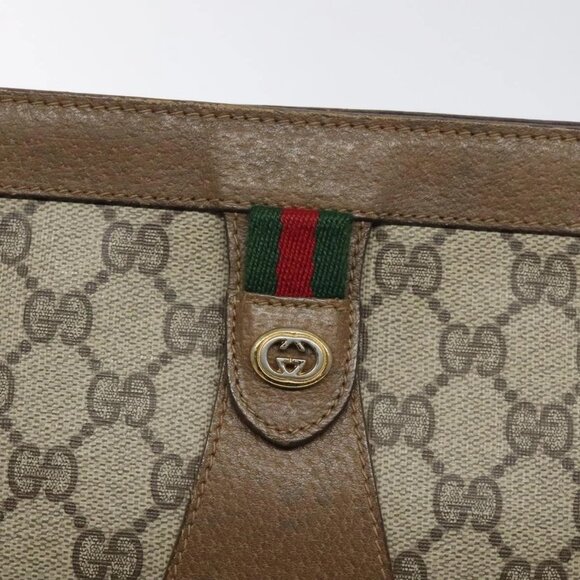 GUCCI GG Supreme Web Sherry Line Bag PVC Beige Green Red 89 01 033 Auth 131335 - Picture 7 of 15